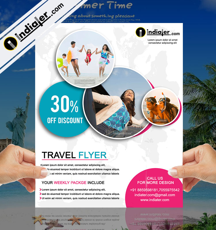 Download Free Travel Agency Offer Flyer Psd Template Indiater PSD Mockup Templates