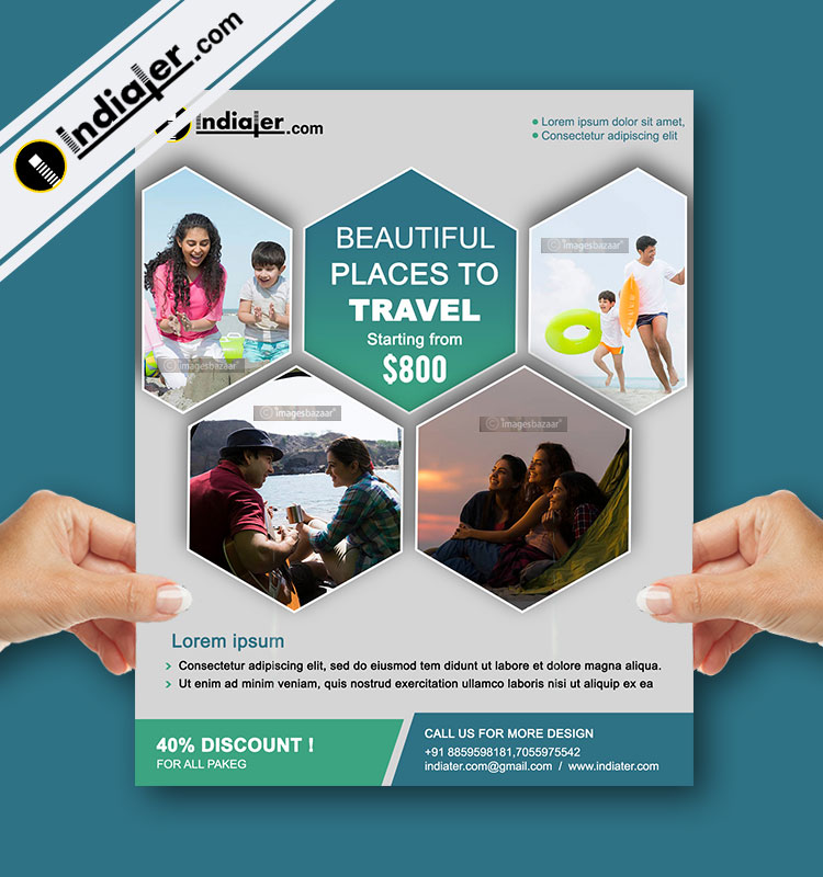 Download Free Beautiful Places To Travel Flyer Psd Template Indiater PSD Mockup Templates