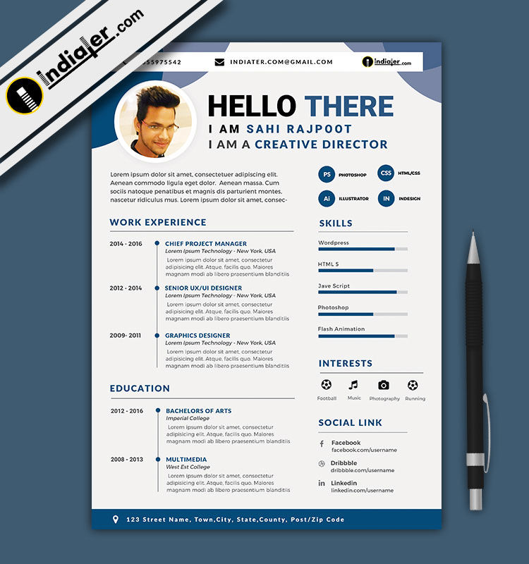 free download editable cv and resume format psd file  u0026 word docx