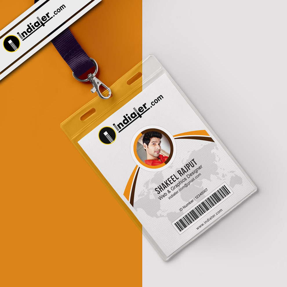 Multipurpose Corporate Office ID Card Free PSD Template - Indiater Regarding Id Card Design Template Psd Free Download