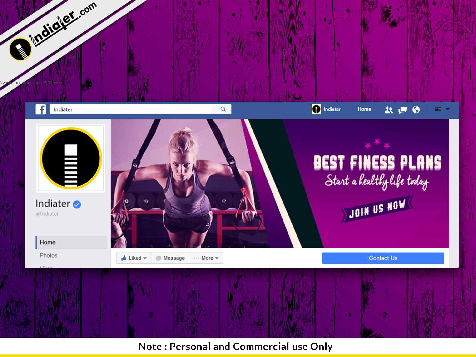 Free Facebook Fitness Cover PSD Template - Indiater Throughout Facebook Banner Template Psd