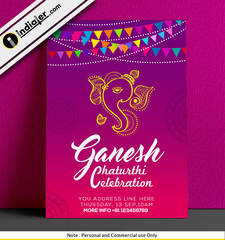 Ganesh Chaturthi Pooja Celebration Invitation Flyer Or Poster Design Indiater The printable invitations are available for very reasonable rates and there are some websites which offer them for free. indiater
