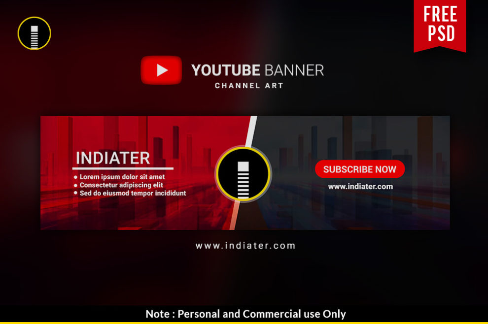 Download Free Youtube Channel Banner Psd Template Indiater PSD Mockup Templates