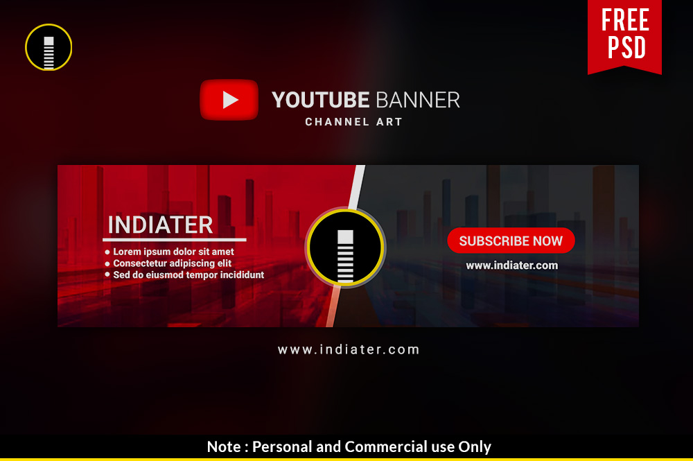 Free Youtube Channel Banner PSD Template Indiater