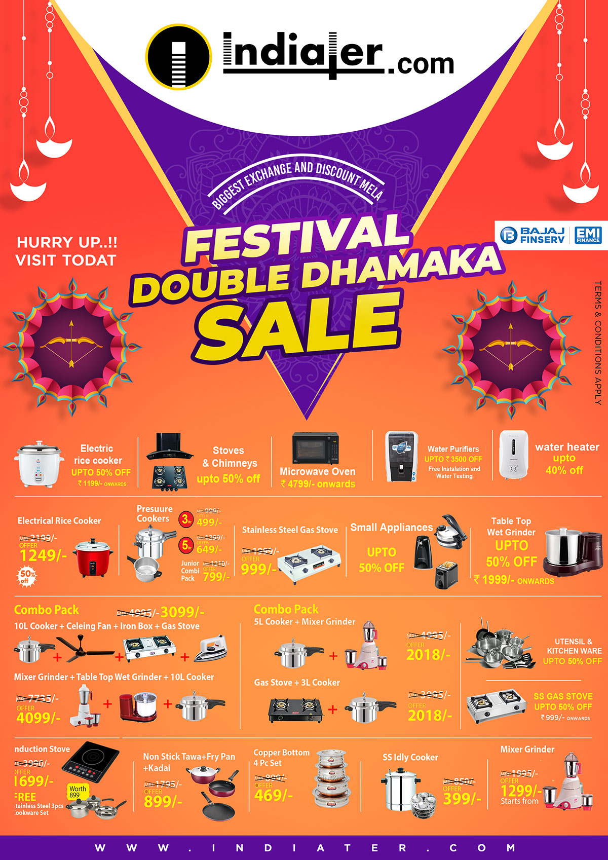 Diwali Festival double dhamaka sale customizable Poster PSD