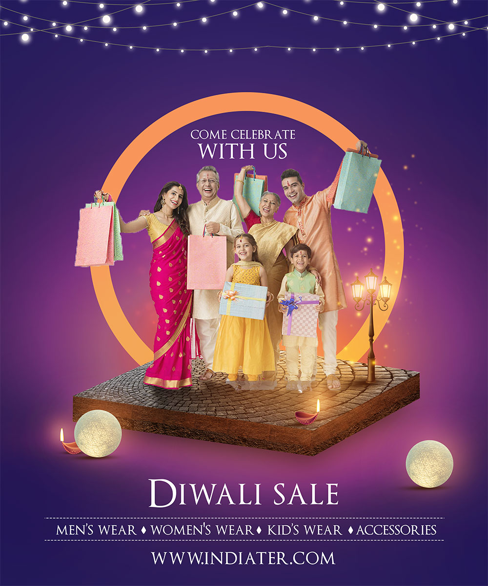 Happy Diwali holiday offers customizable banner PSD