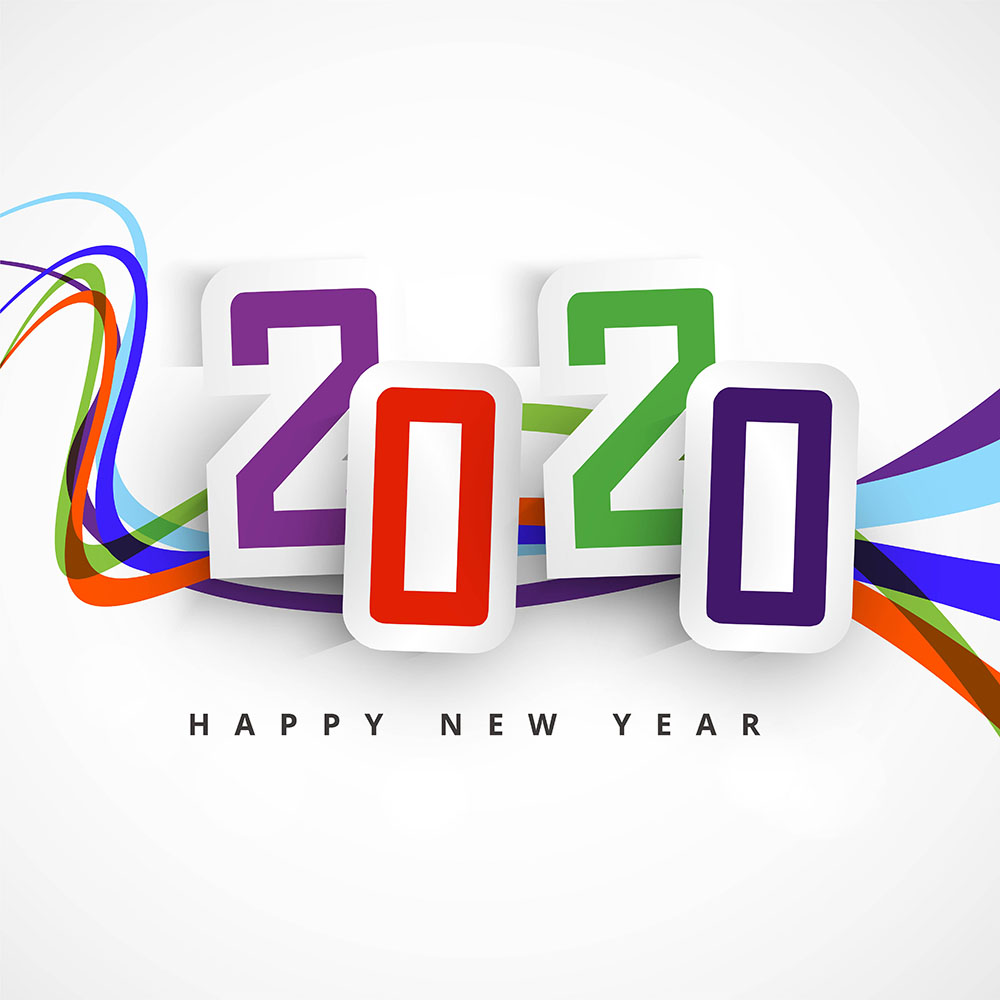 2020 happy new year colorful design