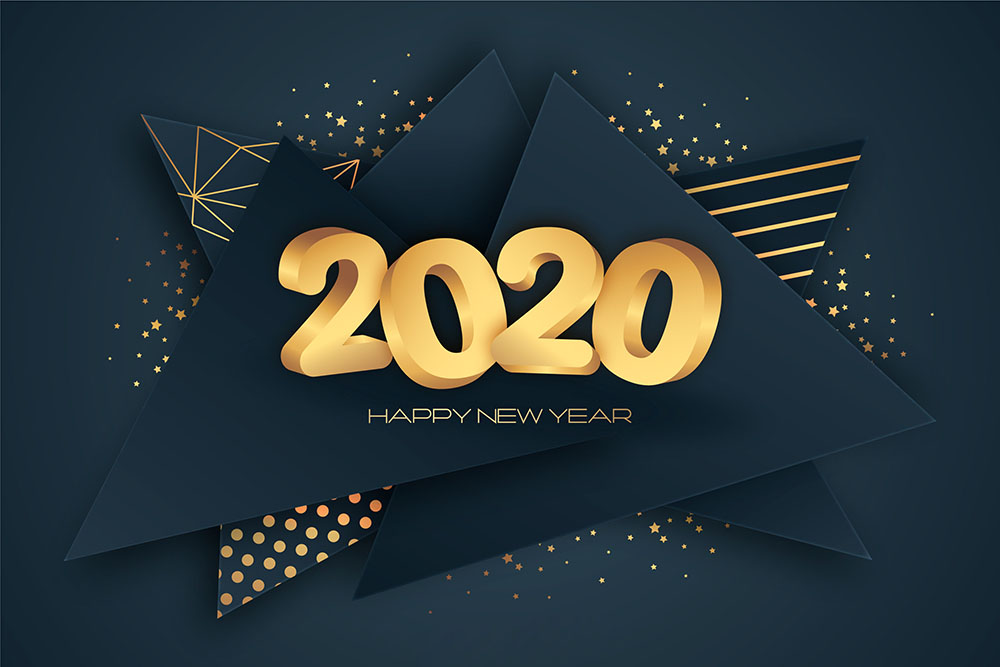 Golden new year 2020 concept Free Vector
