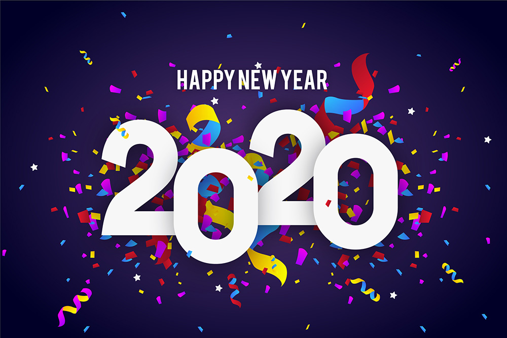 Background confetti new year Free Vector Background