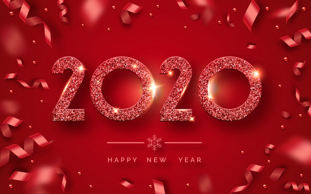 Happy new year 2020 greeting card 