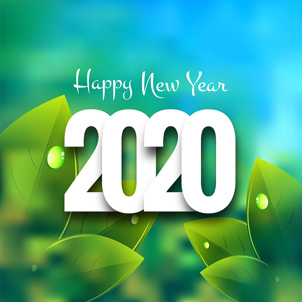 Happy New Year 2020 greeting card design vector