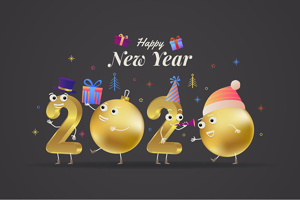 Realistic funny new year background Free Vector