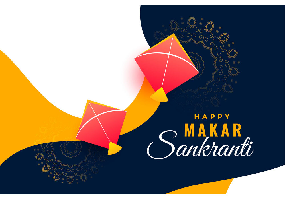 festival background for makar sankranti with flying kites