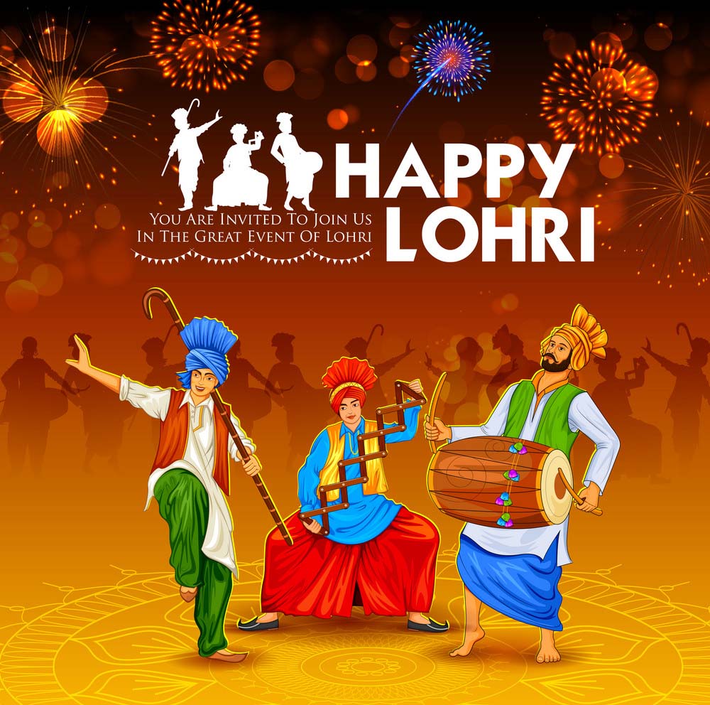 Happy lohri event celebration greetings card