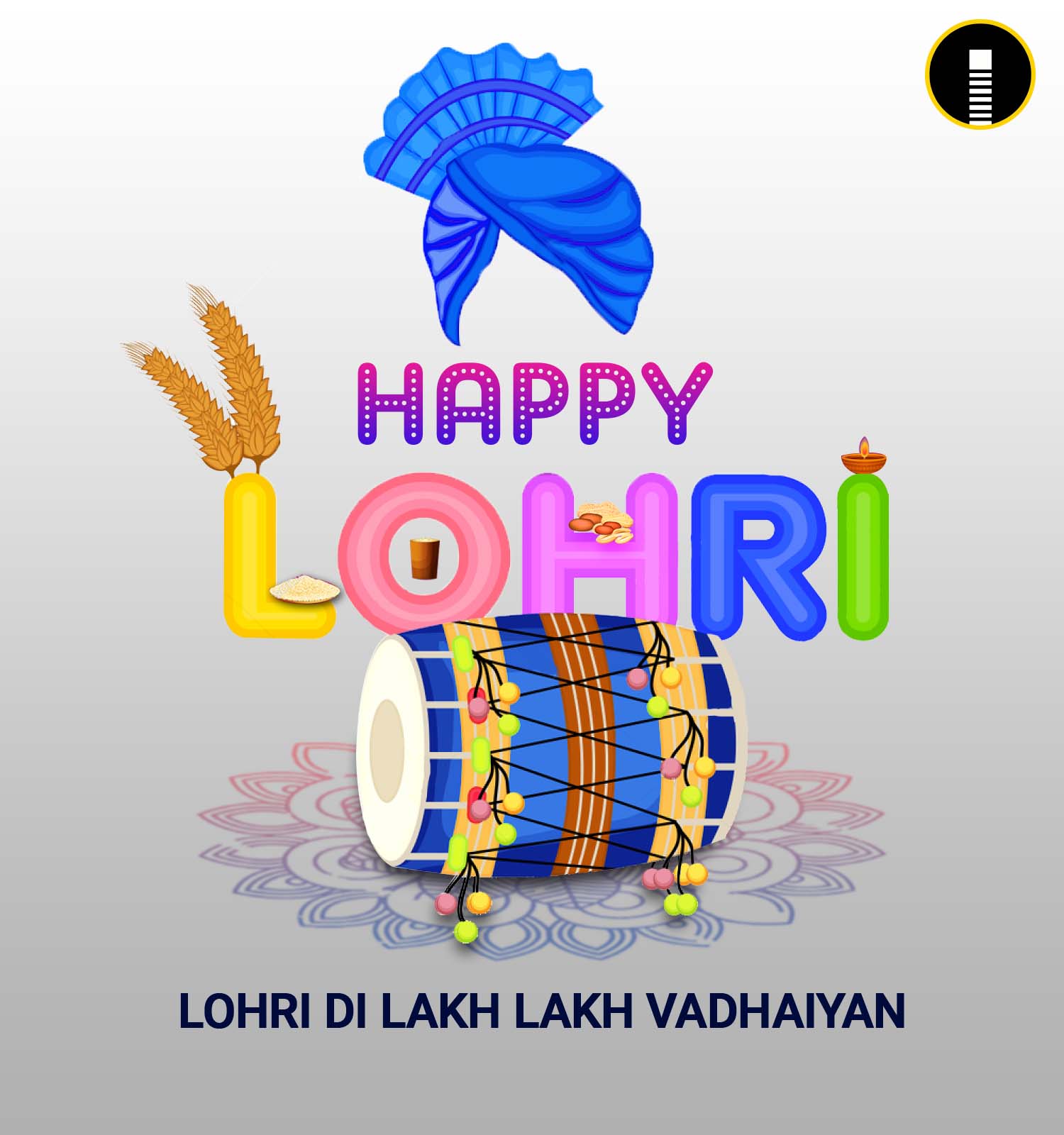 Happy Lohri wishes Greetings background for the festival of Punjab India