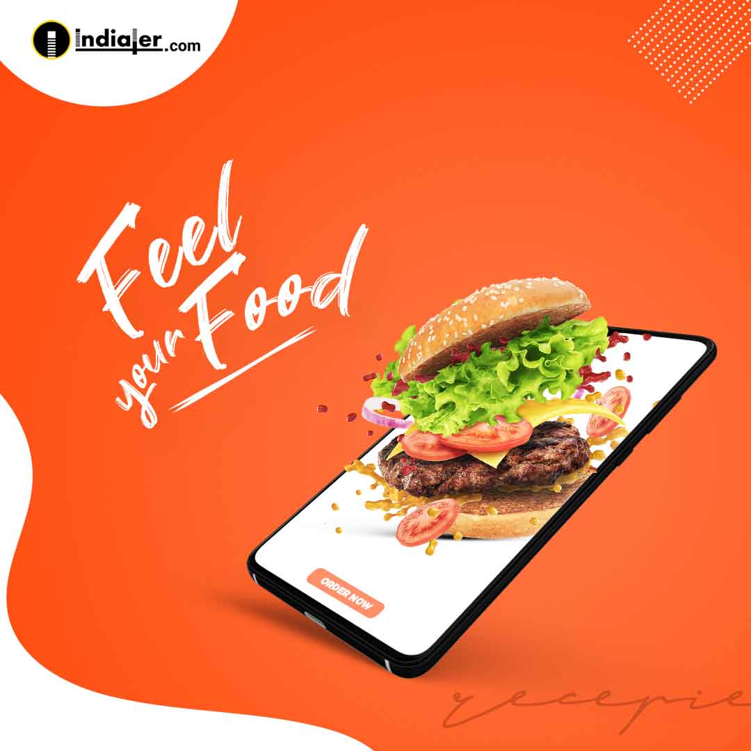 Creative Banner For Restaurant Promo Burger In Phone Free Psd Template