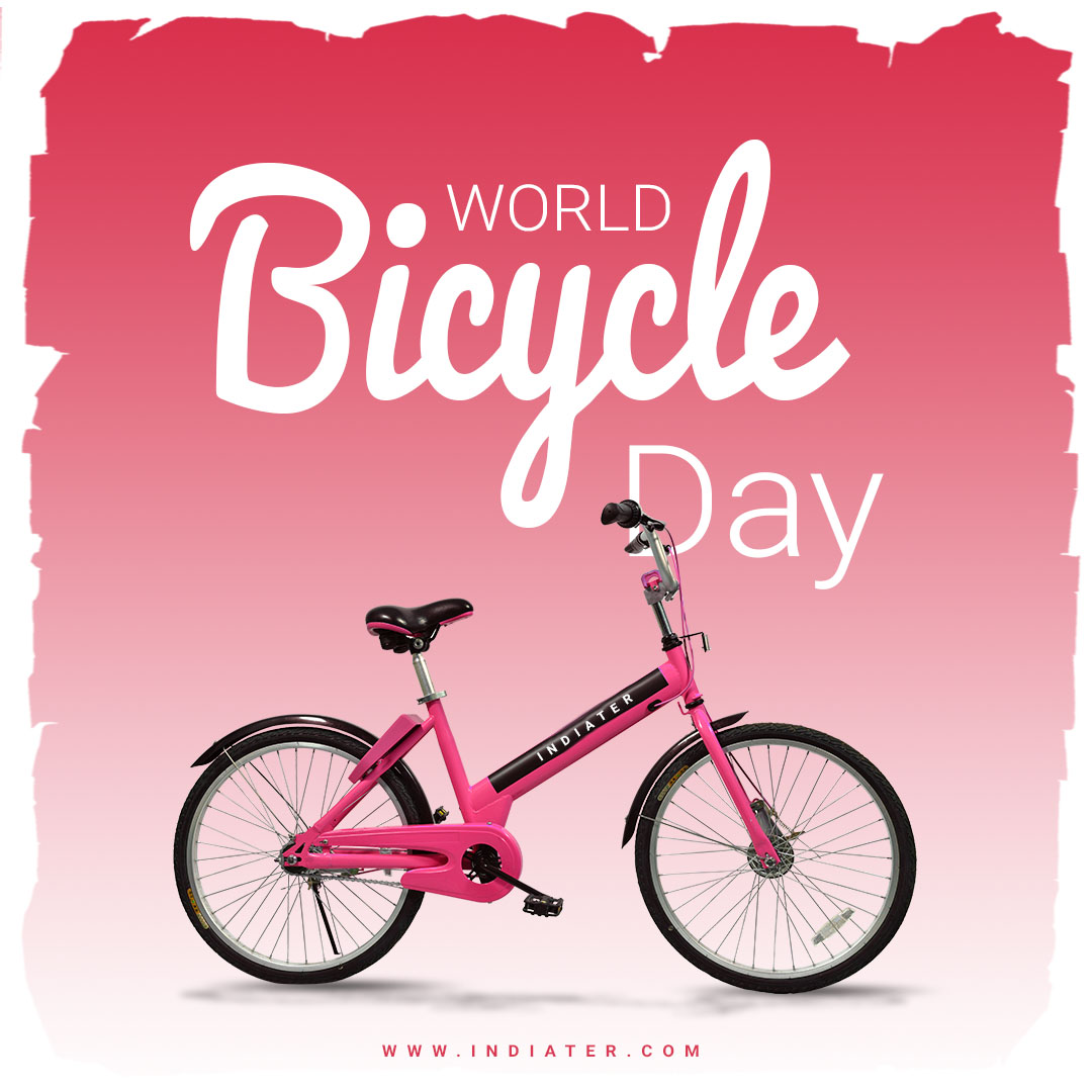 Free World Bicycle Day Template Design for Banner, Greeting Cards
