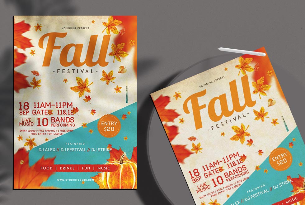 Fall Festival Free printable Flyer PSD Template