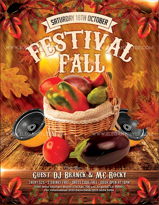 Fall Festivals Free Flyer PSD Template with Banner