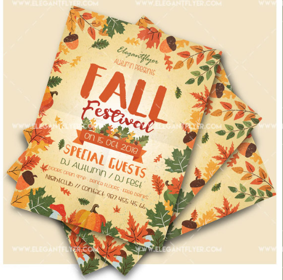 Free Download Fall Festival Poster of Autumn Harvest Template PSD