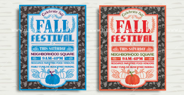 Free Fall Festival Flyer PSD Template with Facebook Cover Banner