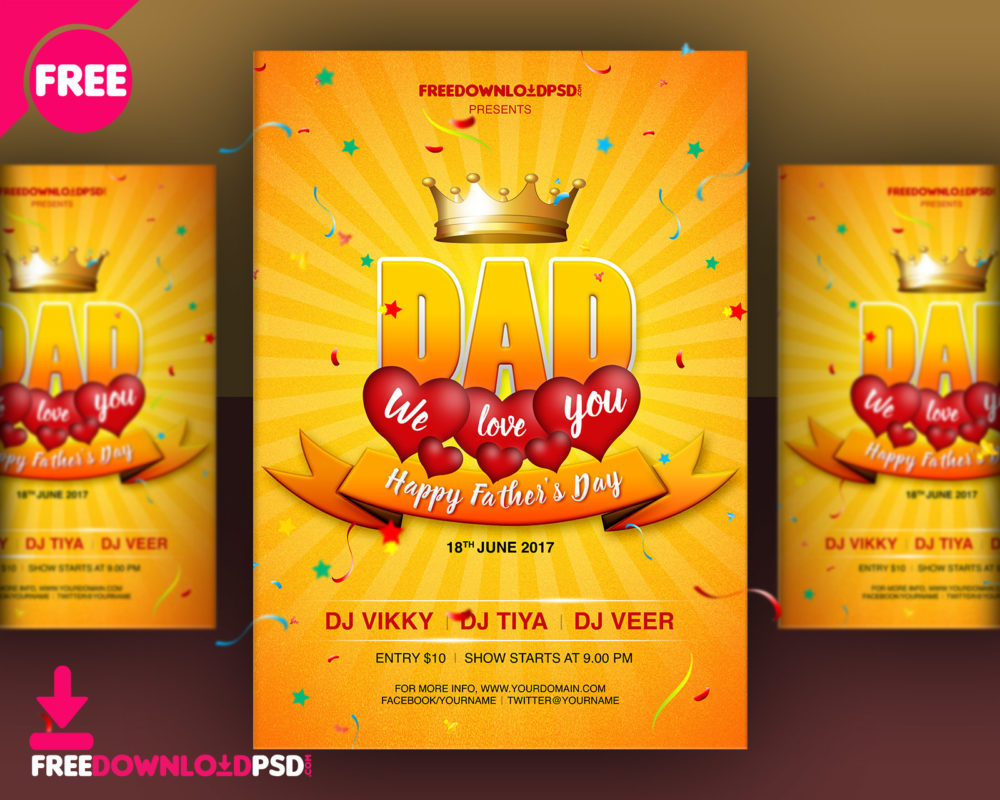 Free Happy Father's Day wish Flyer Template