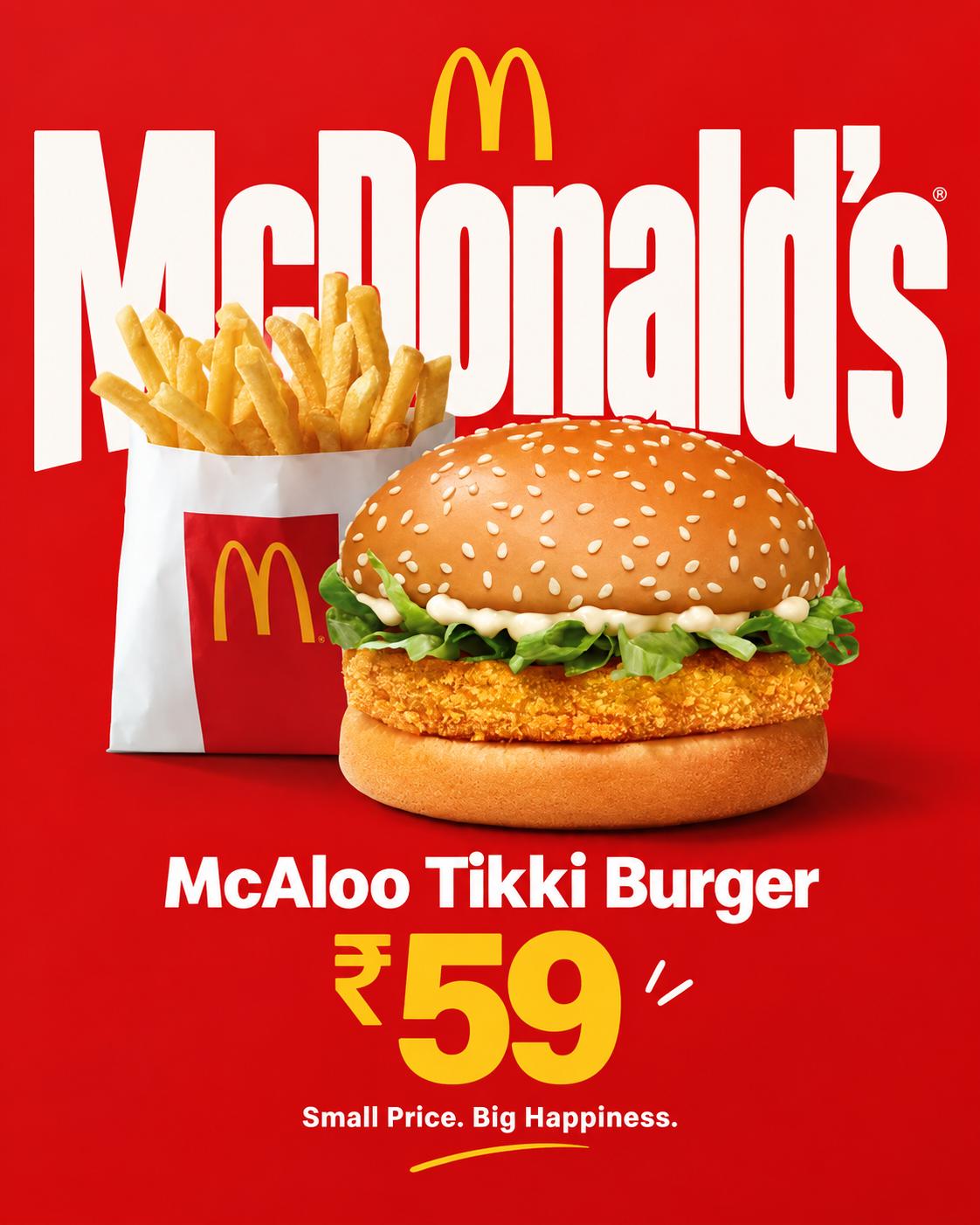 McDonald’s Burger & Fries Food Advertisement Premium Commercial ads AI Prompt | Cinematic Poster