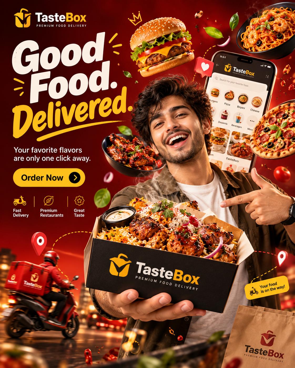 Food Delivery Advertisement Premium Style Ads AI Prompt | Modern Commercial Creative