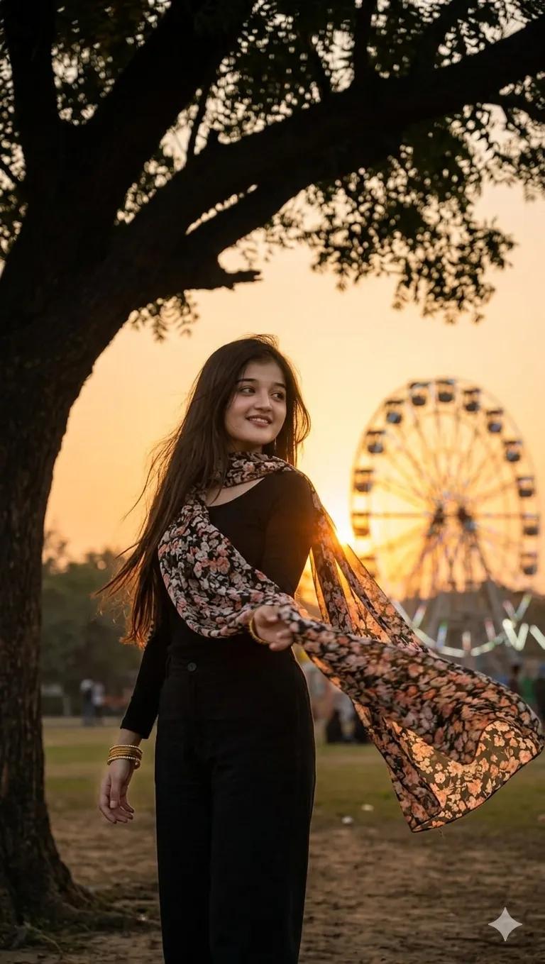 Sunset Park Portrait AI Prompt | Cinematic Golden Hour Outdoor Photography (8K)