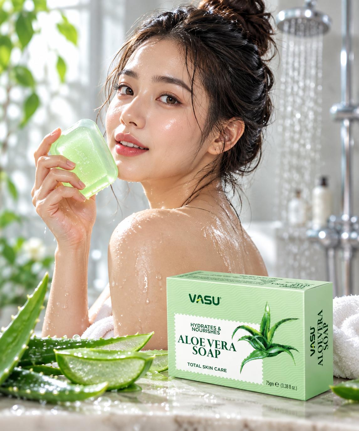 Aloe vera soap advertising AI prompt | Natural skincare, fresh aloe & beauty commercial