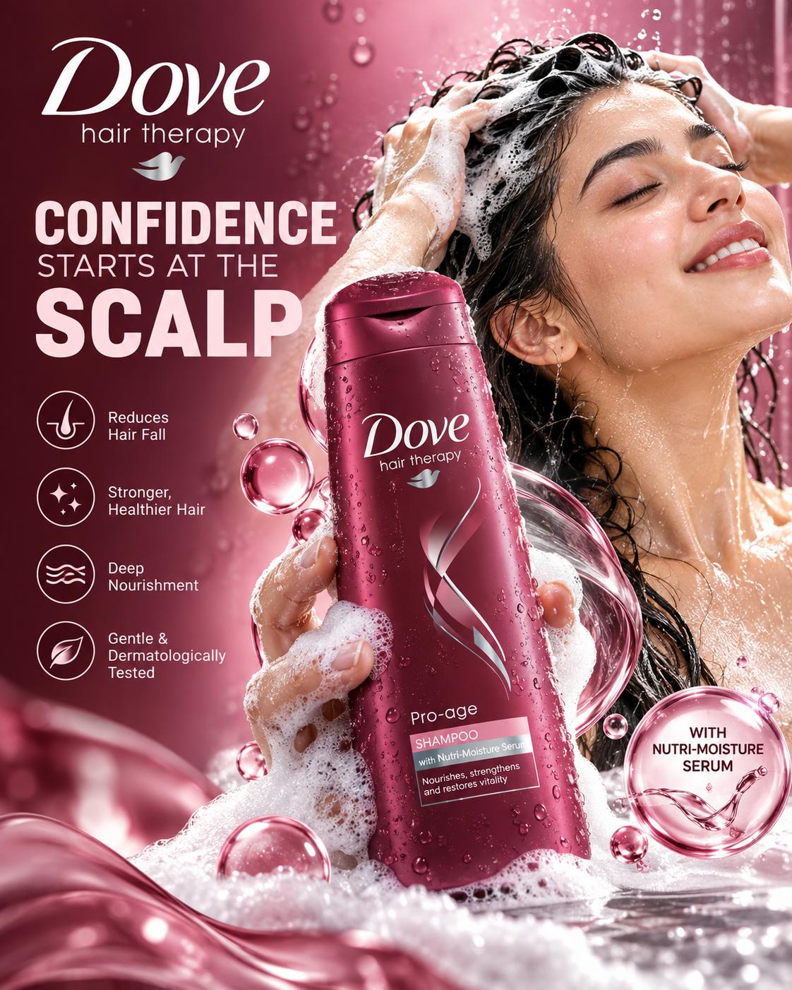 Premium hair therapy shampoo ad AI prompt | Luxury product advertising poster
