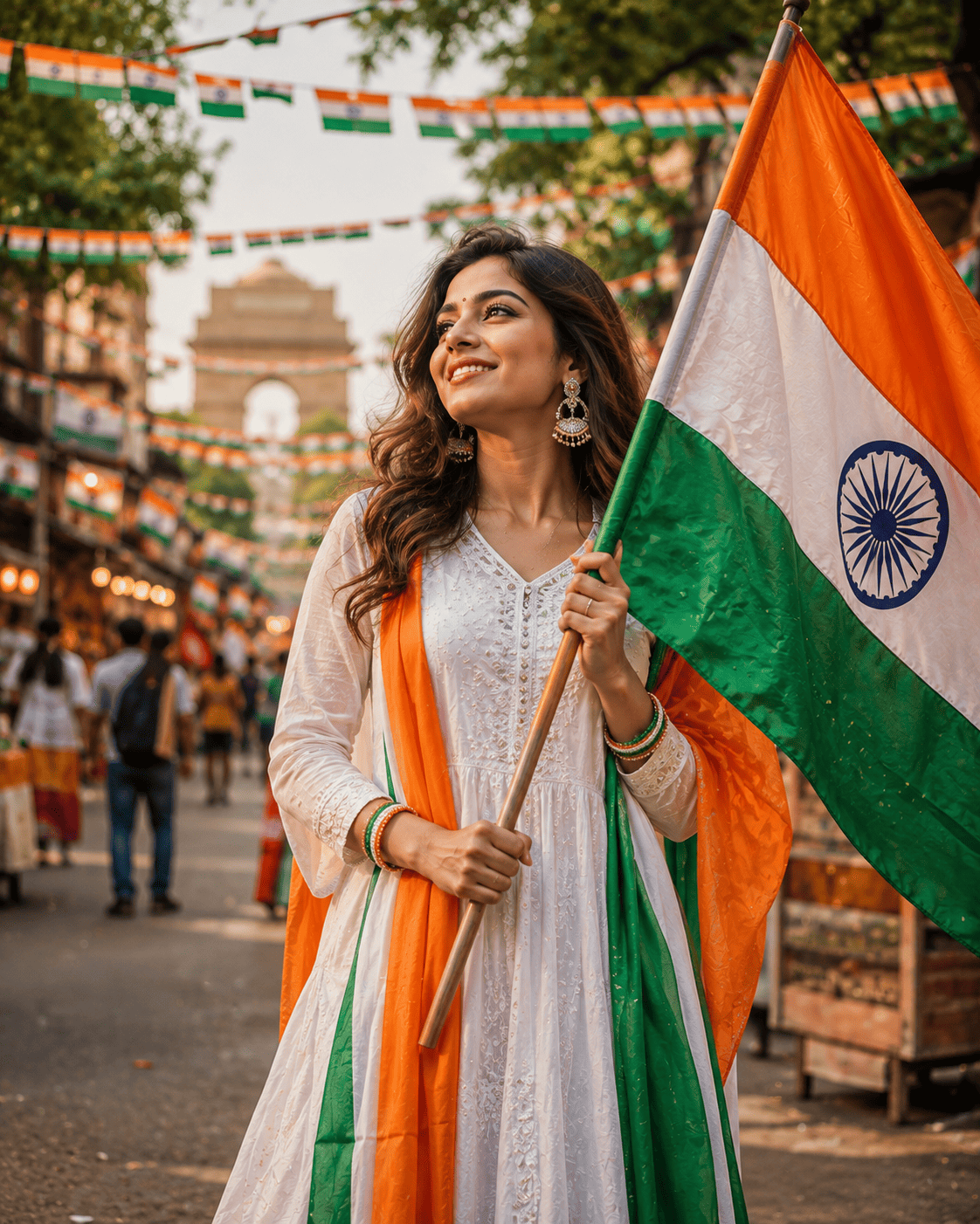 15 August Patriotic Influencer AI Image Prompt | Indian Flag Portrait