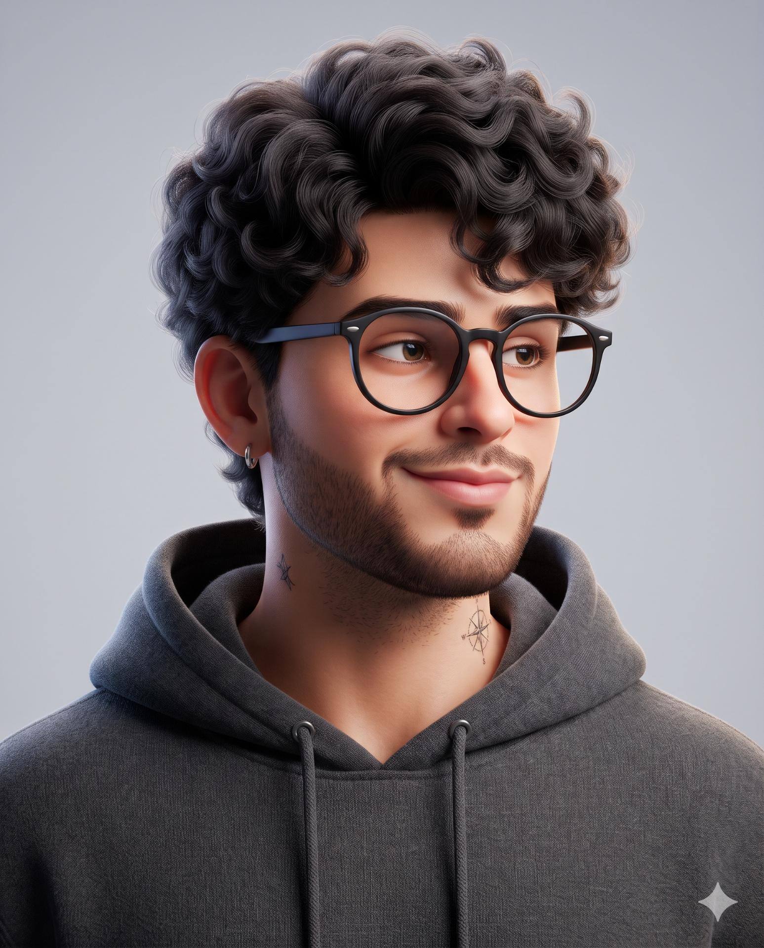 3D Pixar Style Boy AI Image Prompt Gemini | Curly Hair, Black Glasses & Cinematic Character Design