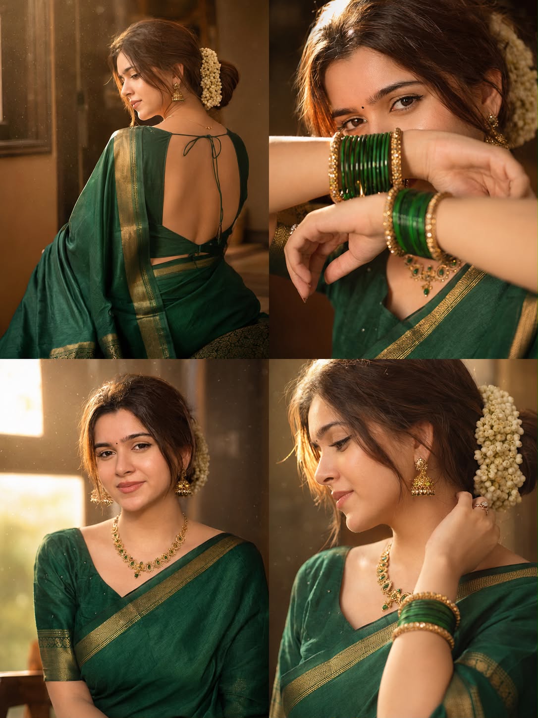 4-Panel Bridal Saree Portrait AI Prompt | Luxury Indian Wedding Editorial Photography