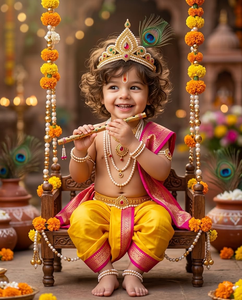 Baby Krishna AI Photo Prompt – Realistic Baby Portrait with Exact Face & Identity