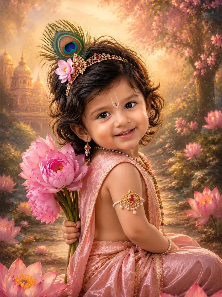 Baby Krishna Portrait AI Prompt | Magical Devotional Fantasy Photography