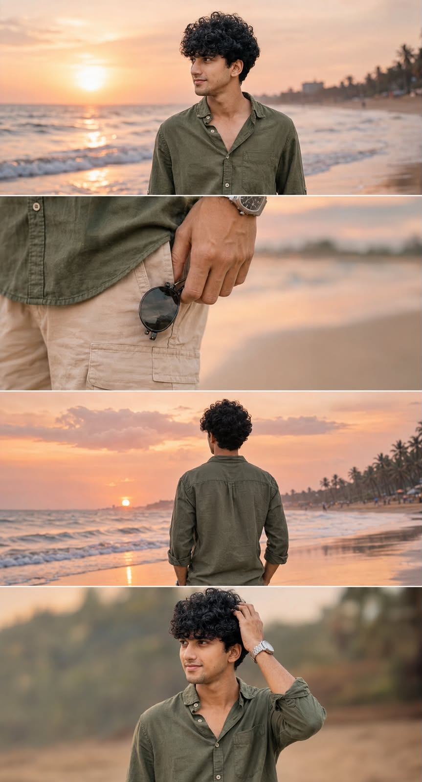 Beach Photoshoot Collage AI Prompt | Ultra Realistic Sunset Instagram Portrait (4K)