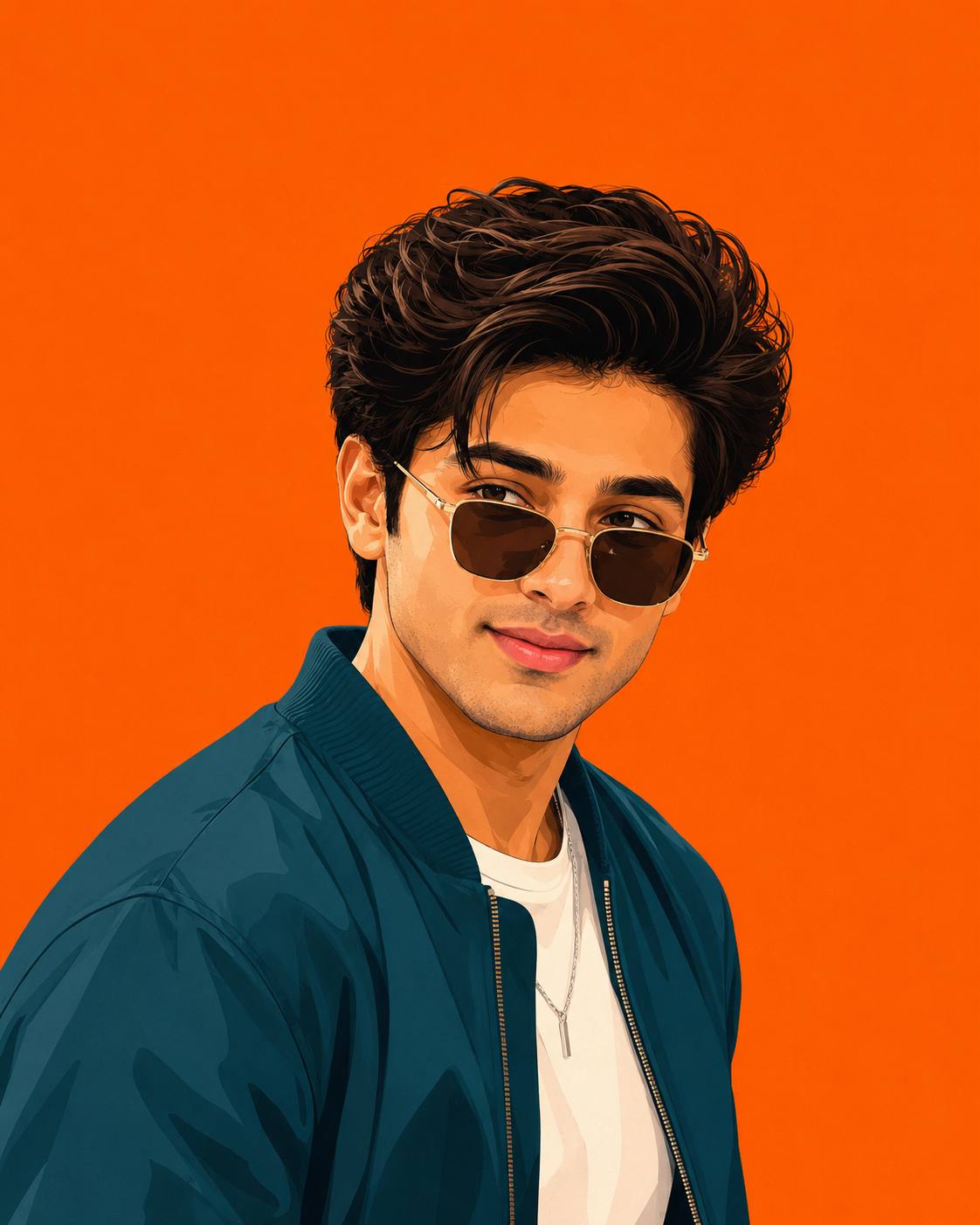 Bold Flat Vector Portrait of a Stylish Indian Man – Modern Poster Art AI Image Prompt
