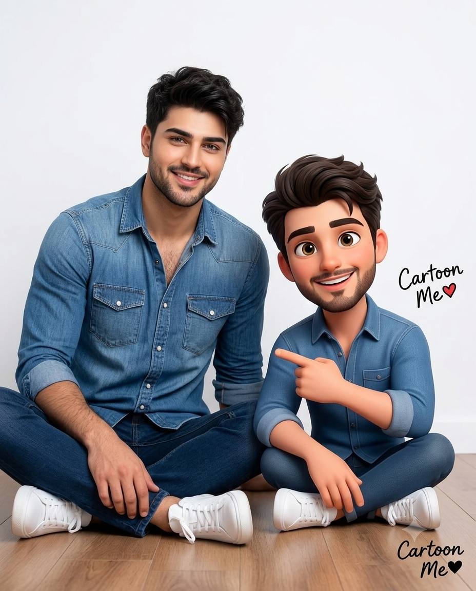 3D cartoon me AI prompt | Realistic self with Pixar-style character