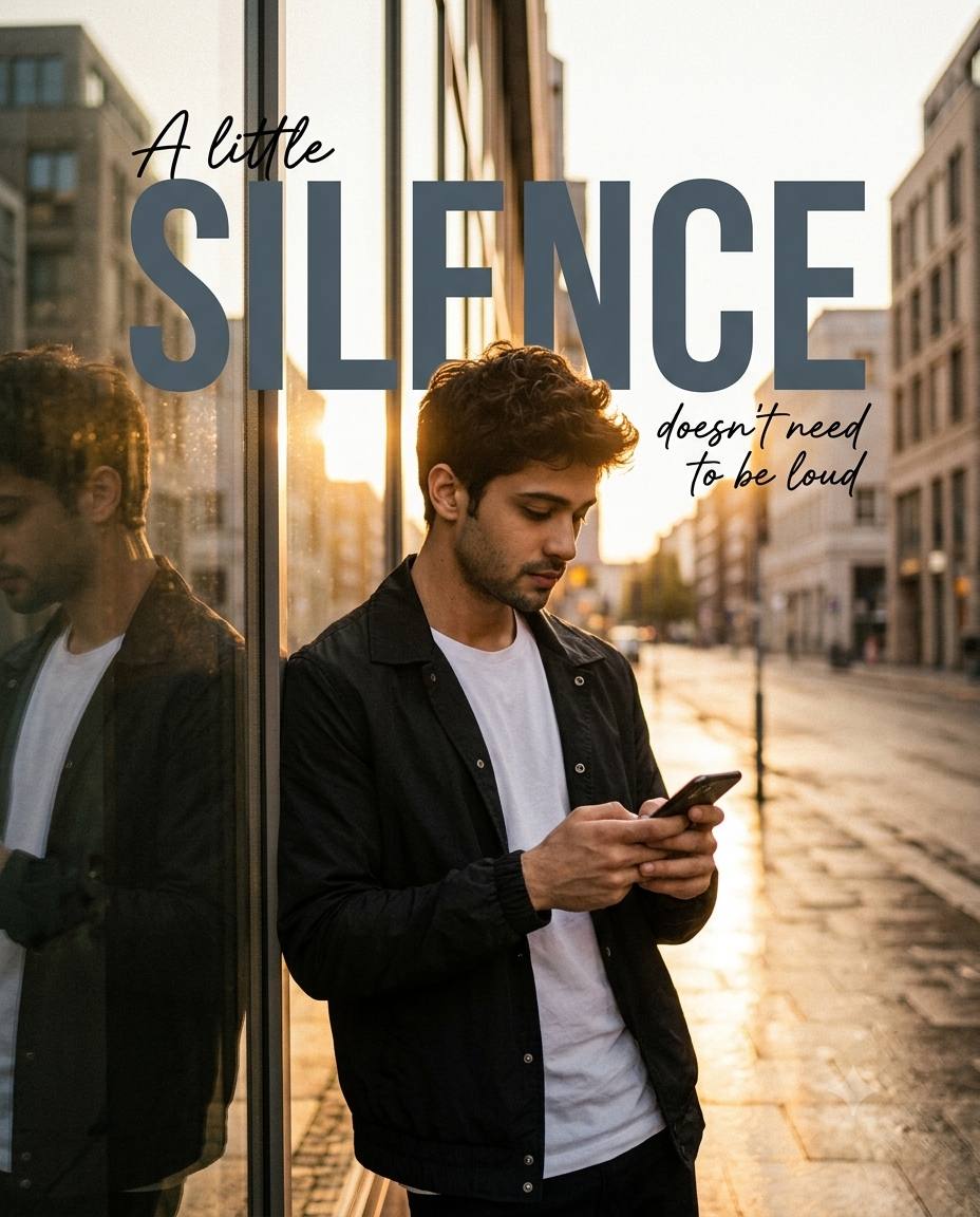 Cinematic Golden Hour Man with Smartphone Reflection | AI Photo Prompt