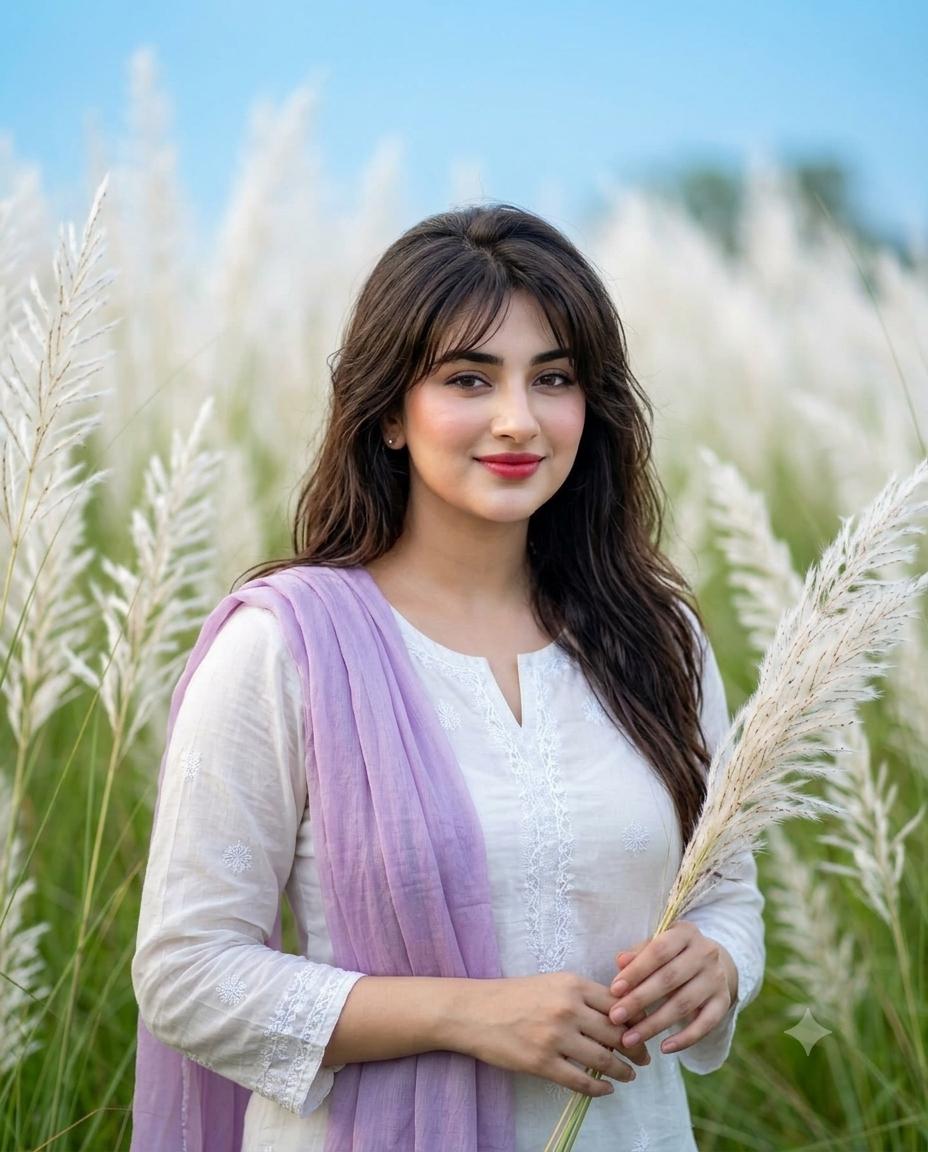Kashful Flower Field Portrait Cinematic AI Image Prompt – Soft Daylight DSLR Style