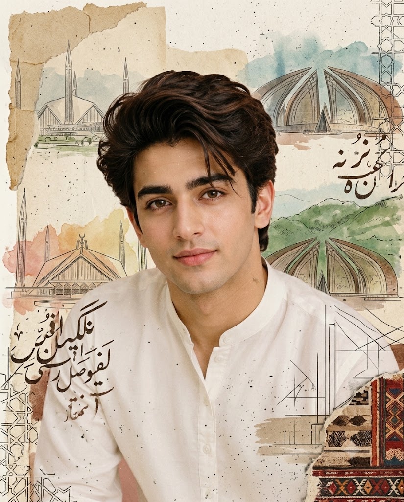 Cinematic Pakistani Mixed-Media Collage Portrait AI Image Prompt