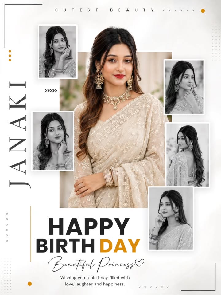 Elegant Birthday Portrait Design AI Image Prompt | Luxury Editorial Portrait Collage