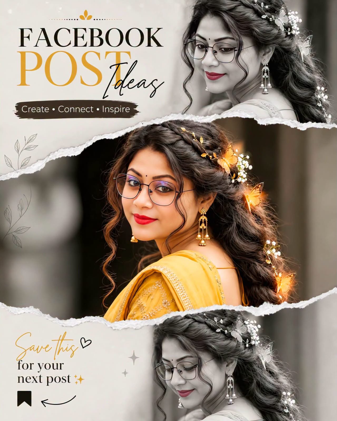 Facebook Post Ideas Girl Portrait Editorial AI Prompt Selective Color
