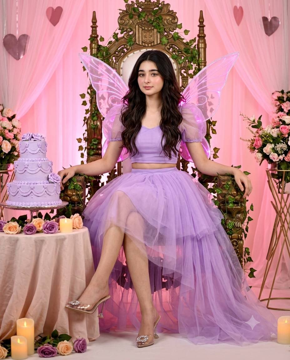 Whimsical Fairy Queen Birthday Portrait – Lavender theme | AI Prompt