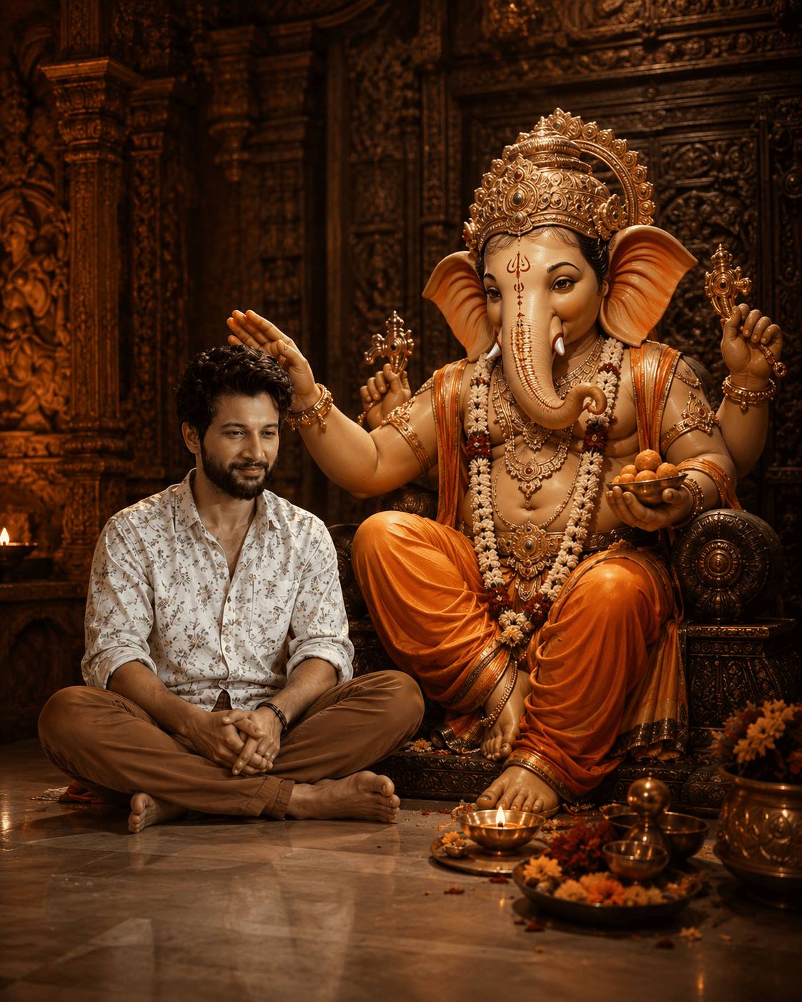 Ganesh Chaturthi AI Photo Prompt | Realistic Ganesha Blessing