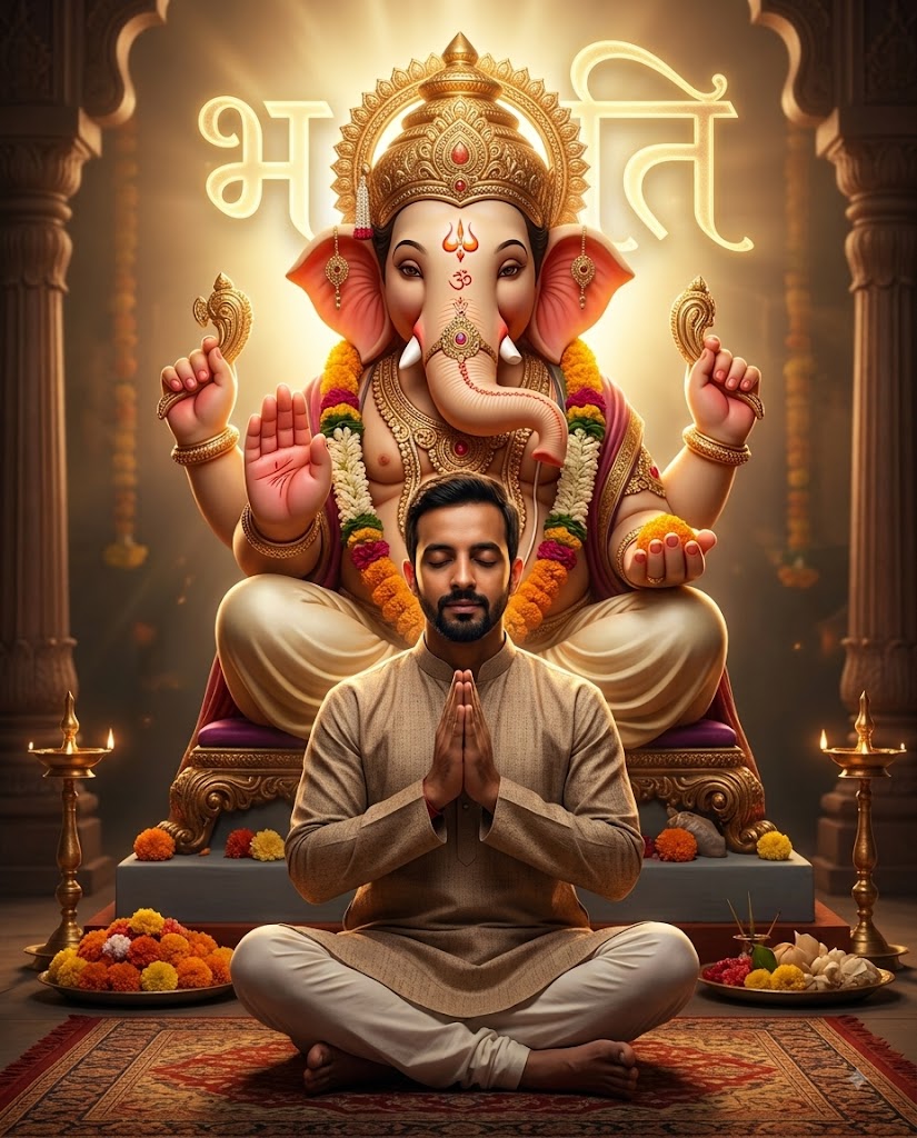 Ganesh Mahotsav AI Photo Prompt – Divine Lord Ganesha Blessing Portrait