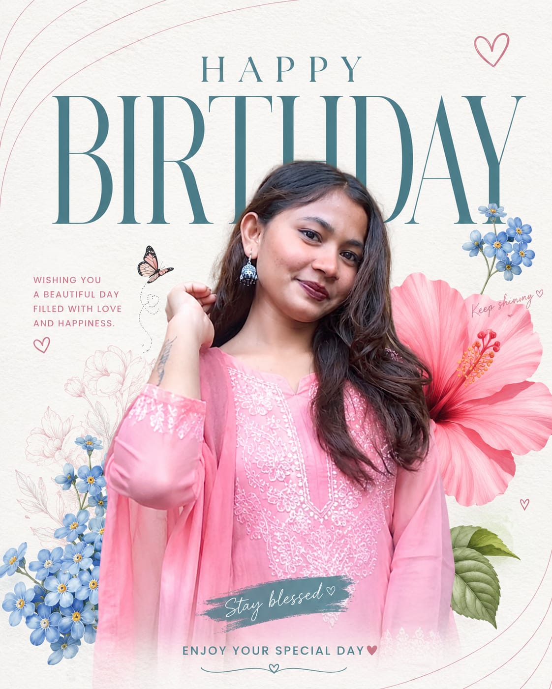 Happy Birthday Poster AI Prompt | Premium Floral Editorial Birthday Portrait
