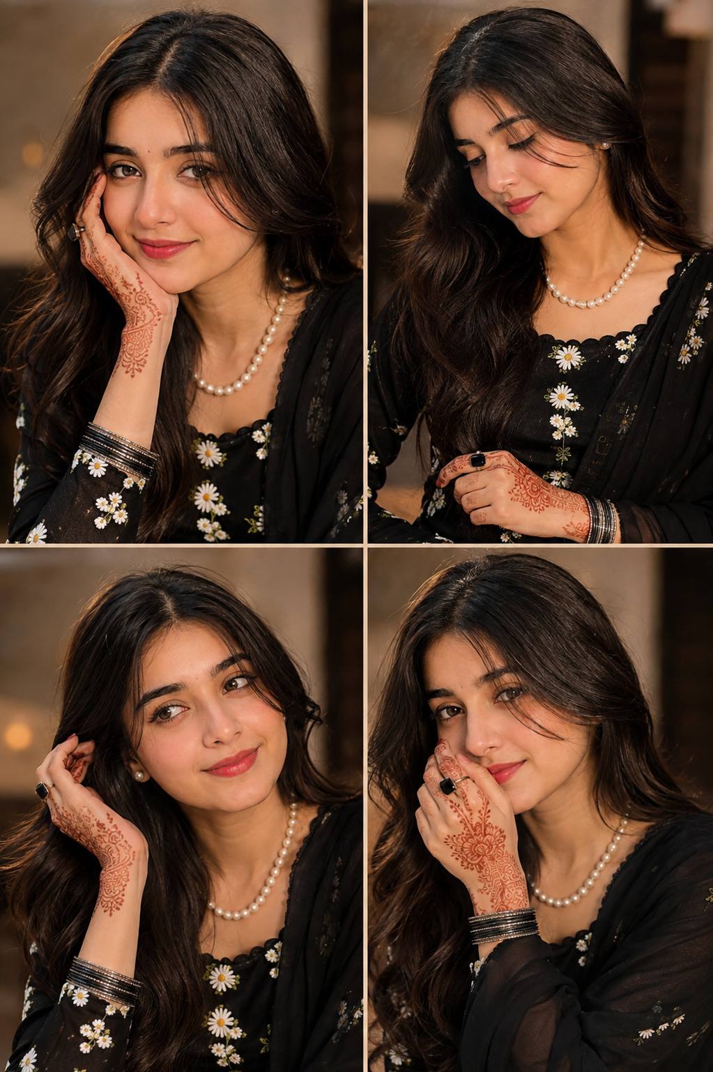 Hyper-Realistic 4-Panel Girl Portrait Collage | 9:16 Cinematic AI Photo Prompt