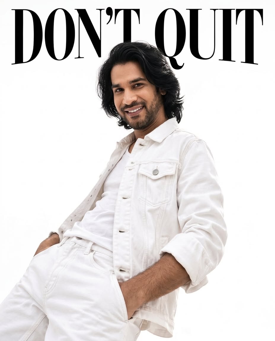 Indian Man White Denim Fashion Editorial AI Prompt Don’t Quit 4:5